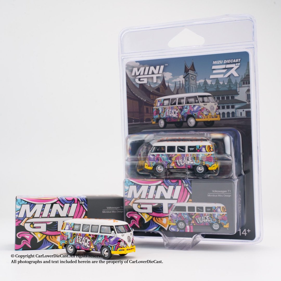 Die Cast Car 1 64 - MINIGT 1:64 フォルクスワーゲン T1 マイクロバス ミズデザイン