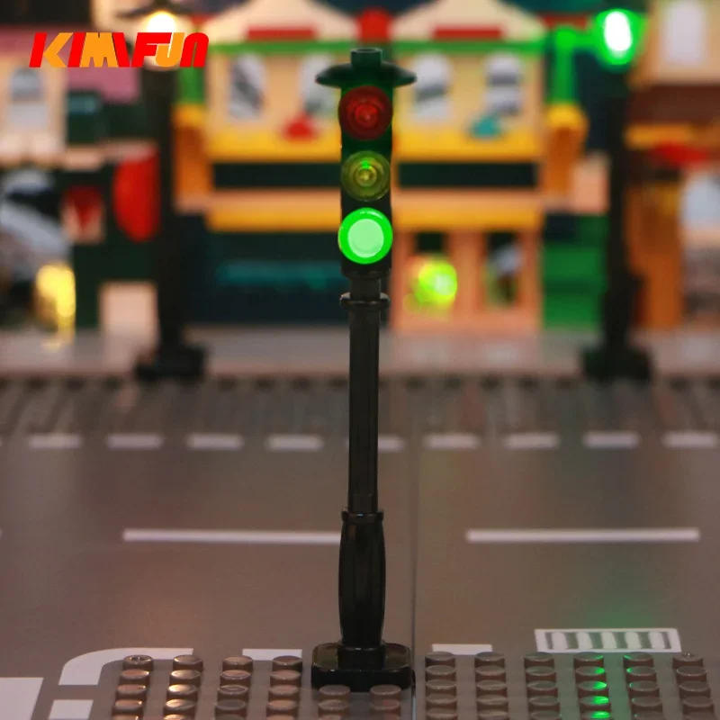 Lego Set Creator - 1 個 LED MOC ストリート自動サイクル交通信号灯ビルディングブロックシティシリーズレンガブロックセットモデル