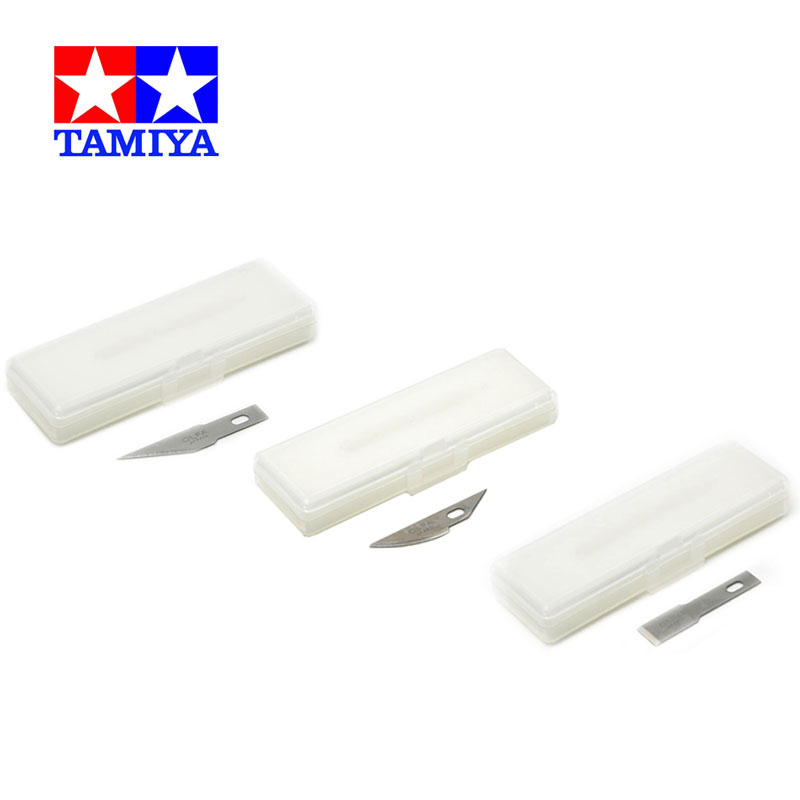 Tamiya Model Paint Set - タミヤ-モデルのナイフの交換用ブレード、ストレート、カーブ、フラットチゼルブレードのブレード、カービングナイフ、モデルクラフトツール、74099、74100、74101